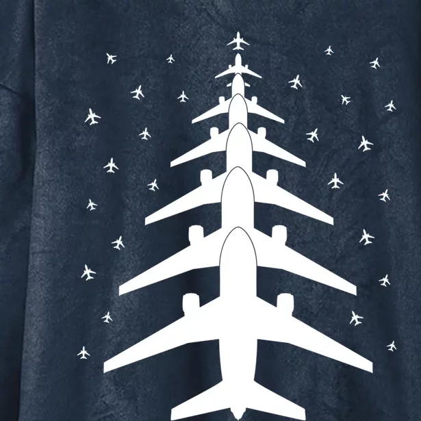 Funny Airplane Pilot Christmas Tree For Flying Aviatior Gift Hooded Wearable Blanket