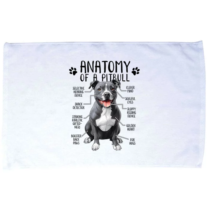 Funny Anatomy Pitbull Dog Cute Pittie Lover Pit Bull Owner Microfiber Hand Towel