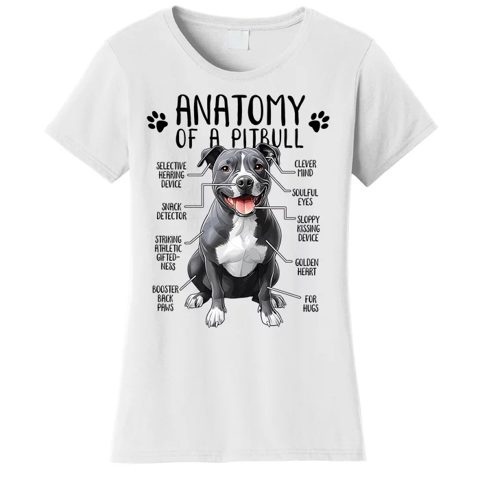 Funny Anatomy Pitbull Dog Cute Pittie Lover Pit Bull Owner Women's T-Shirt