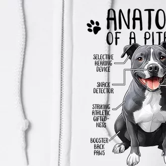 Funny Anatomy Pitbull Dog Cute Pittie Lover Pit Bull Owner Full Zip Hoodie