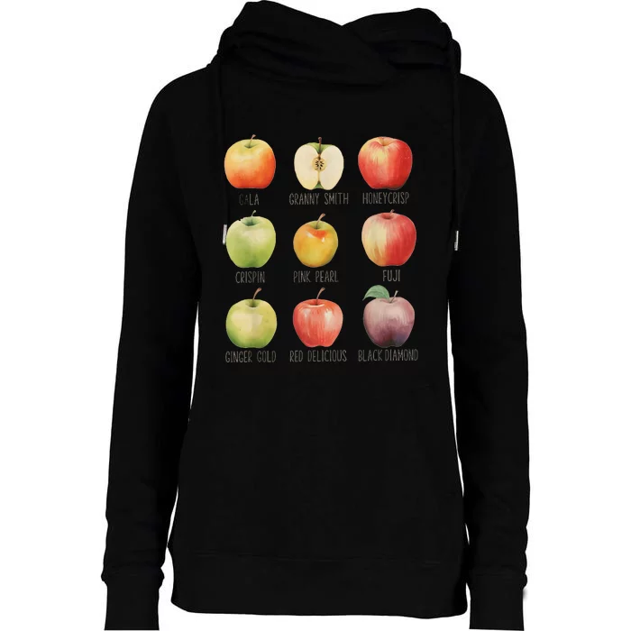 Fall Apple Picking Apple Orchard Boho Farm Fesh Womens Funnel Neck Pullover Hood