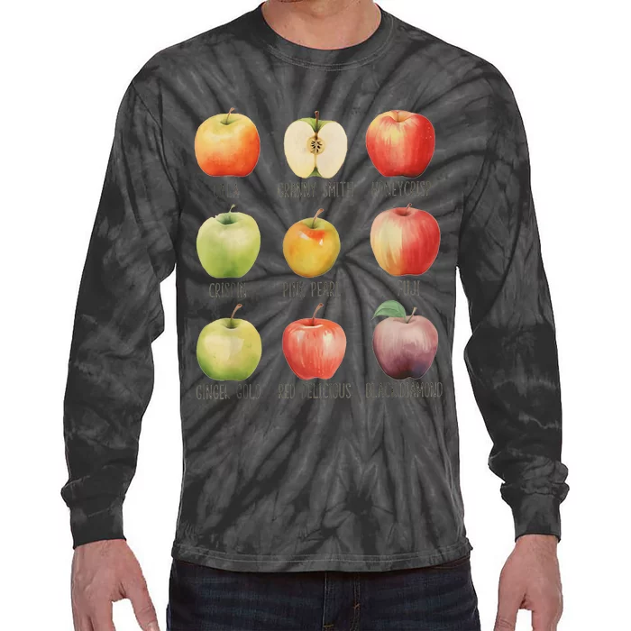 Fall Apple Picking Apple Orchard Boho Farm Fesh Tie-Dye Long Sleeve Shirt