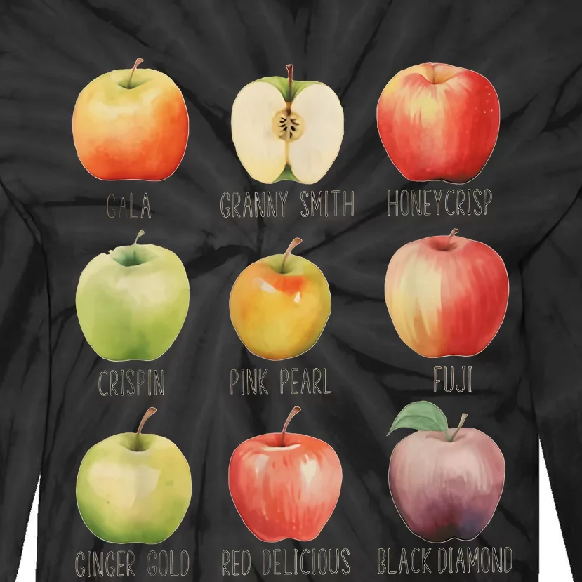 Fall Apple Picking Apple Orchard Boho Farm Fesh Tie-Dye Long Sleeve Shirt