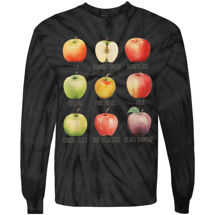 Fall Apple Picking Apple Orchard Boho Farm Fesh Tie-Dye Long Sleeve Shirt