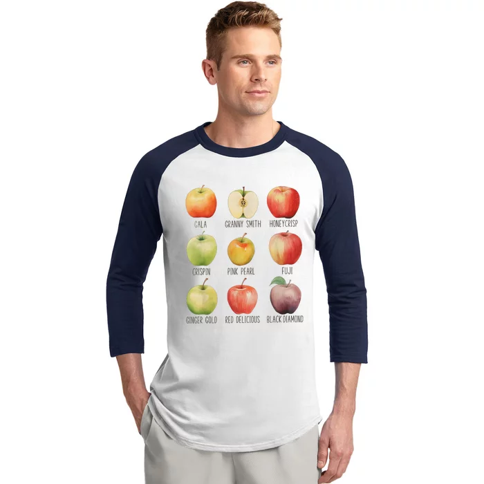 Fall Apple Picking Apple Orchard Boho Farm Fesh Baseball Sleeve Shirt