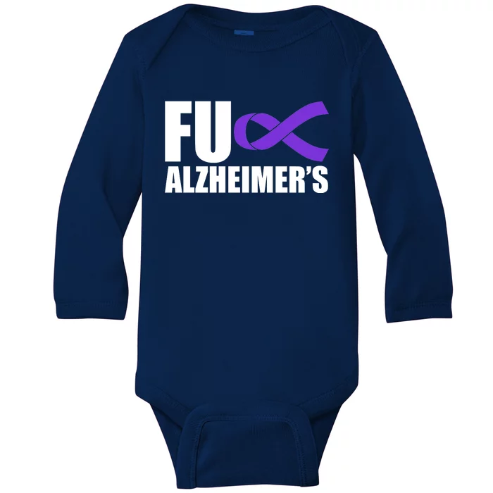 Fuck Alzheimer's Purple Ribbon Baby Long Sleeve Bodysuit