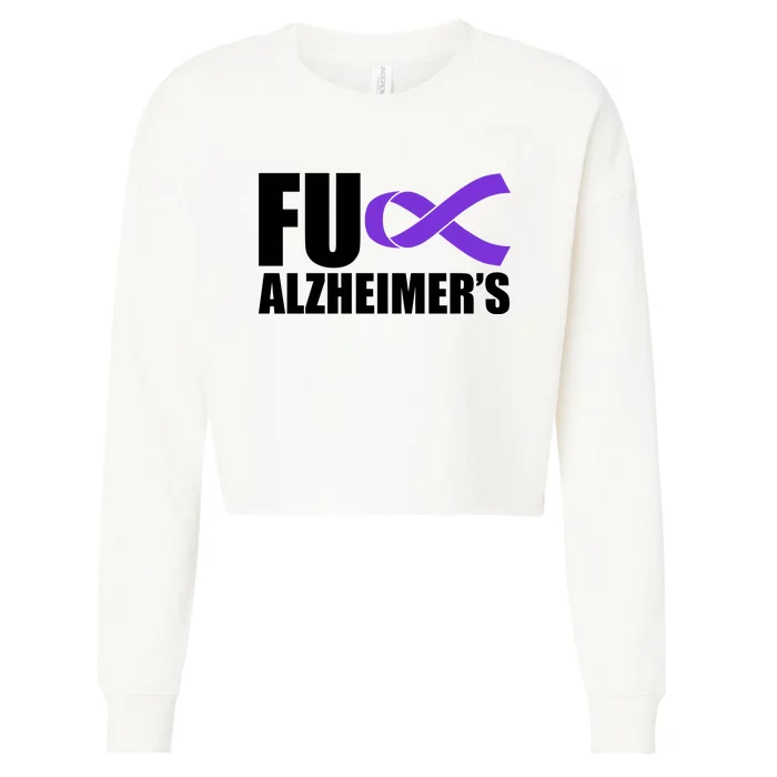 Fuck Alzheimer's Purple Ribbon Cropped Pullover Crew