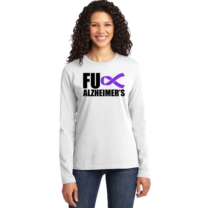 Fuck Alzheimer's Purple Ribbon Ladies Long Sleeve Shirt