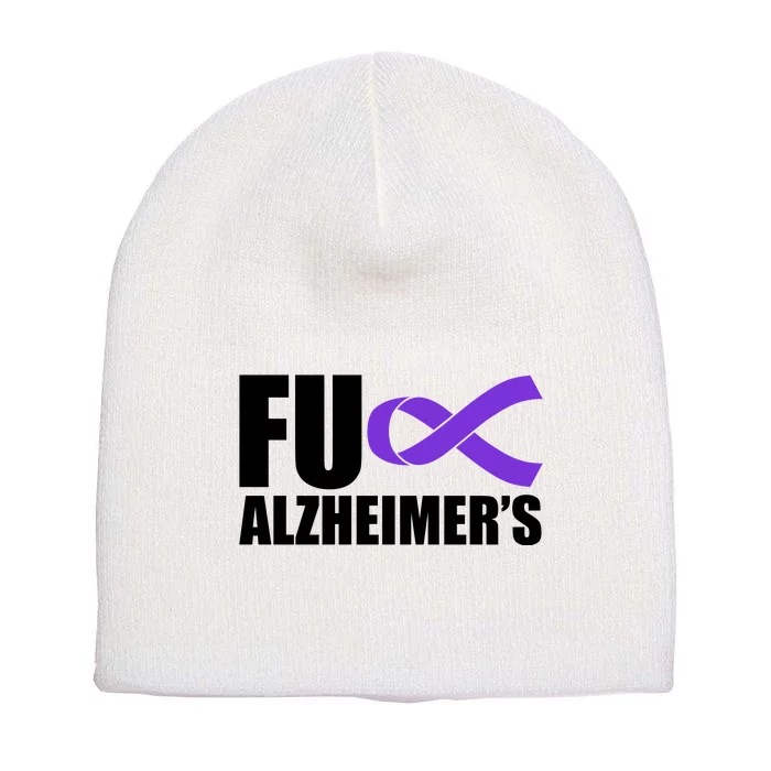 Fuck Alzheimer's Purple Ribbon Short Acrylic Beanie