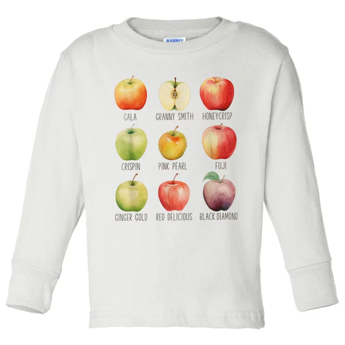 Fall Apple Picking Apple Orchard Boho Farm Fesh Toddler Long Sleeve Shirt