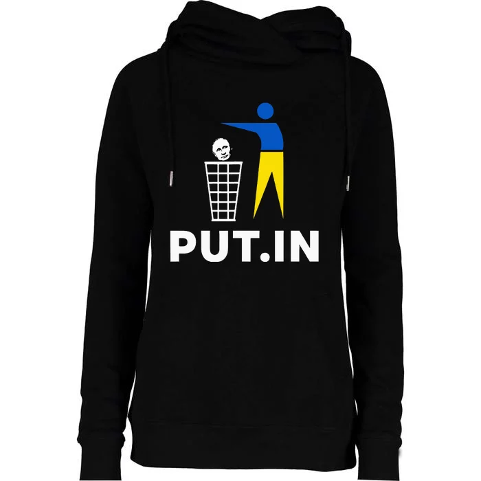 Funny Anti Putin Meme Put.In Support Ukraine Womens Funnel Neck Pullover Hood