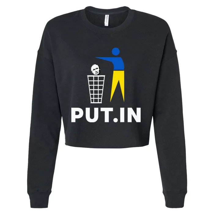 Funny Anti Putin Meme Put.In Support Ukraine Cropped Pullover Crew