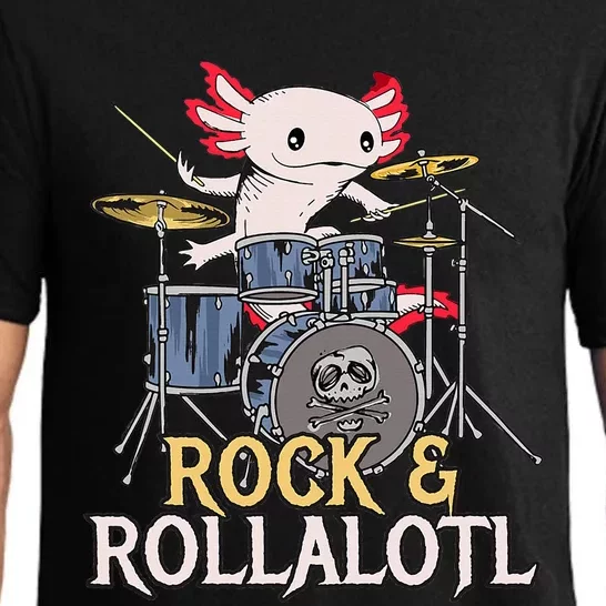 Funny Axolotl Playing Drums Rock Drummer Band Musician Pajama Set