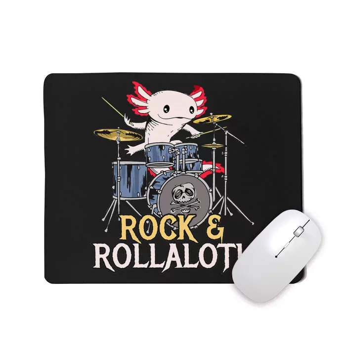 Funny Axolotl Playing Drums Rock Drummer Band Musician Mousepad