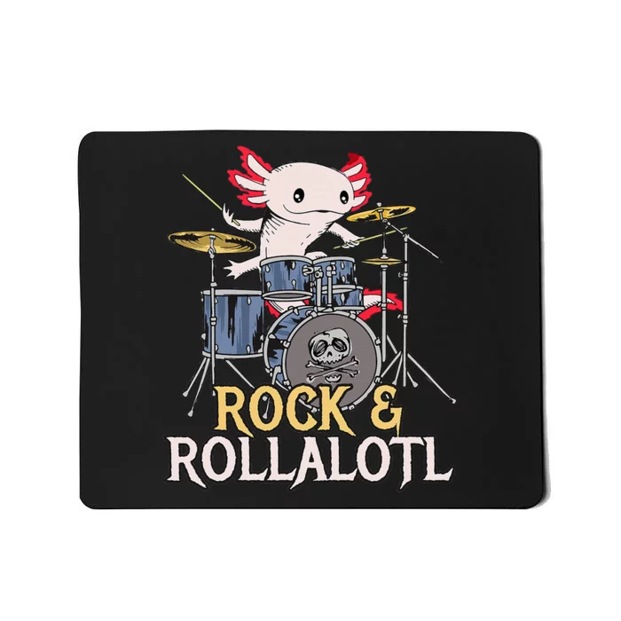 Funny Axolotl Playing Drums Rock Drummer Band Musician Mousepad