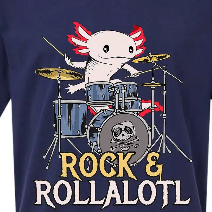 Funny Axolotl Playing Drums Rock Drummer Band Musician Sueded Cloud Jersey T-Shirt