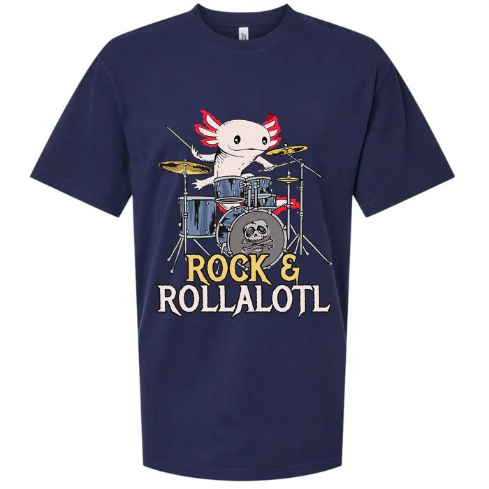 Funny Axolotl Playing Drums Rock Drummer Band Musician Sueded Cloud Jersey T-Shirt