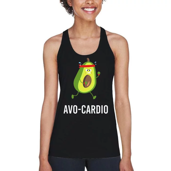 Funny Avocardio Pun Workout Running Avocado Women's Racerback Tank