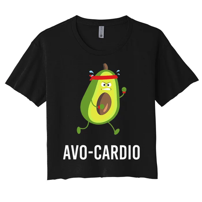 Funny Avocardio Pun Workout Running Avocado Women's Crop Top Tee