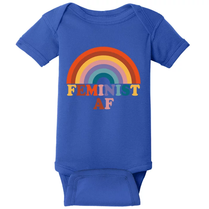 Feminist Af Pocket Vintage Rainbow Empowert Feminism Meaningful Gift Baby Bodysuit