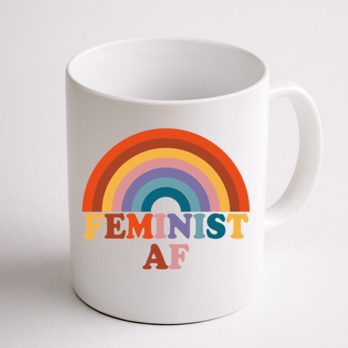 Feminist Af Pocket Vintage Rainbow Empowert Feminism Meaningful Gift Front & Back Coffee Mug