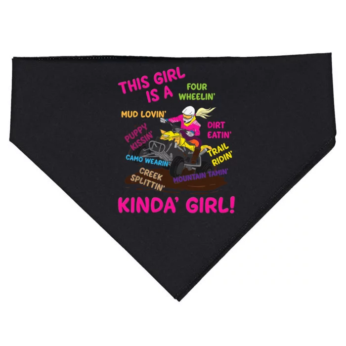 Funny ATV Quad Biking Saying ATV Girl Four Wheeler Girls USA-Made Doggie Bandana