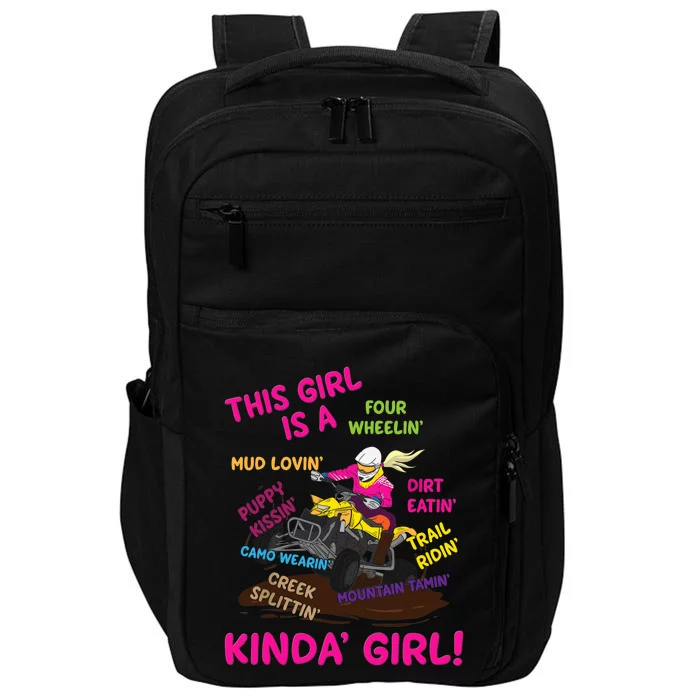 Funny ATV Quad Biking Saying ATV Girl Four Wheeler Girls Impact Tech Backpack