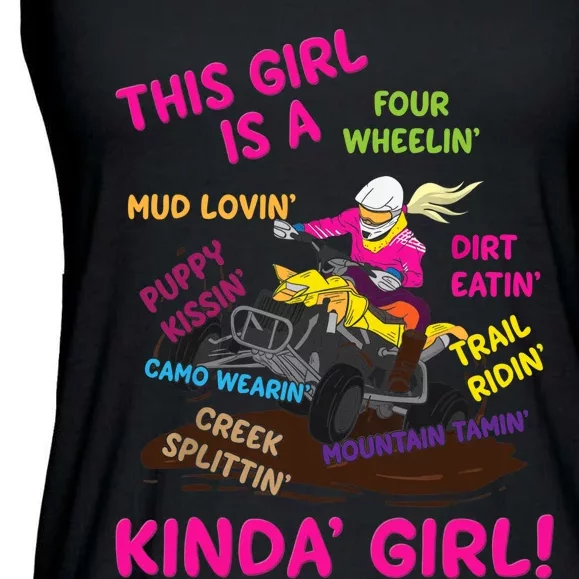 Funny ATV Quad Biking Saying ATV Girl Four Wheeler Girls Ladies Essential Flowy Tank