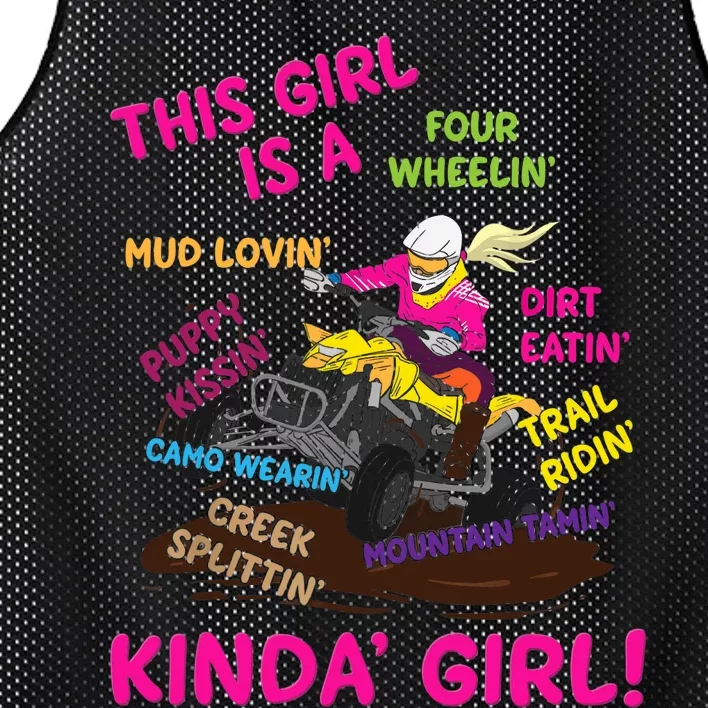 Funny ATV Quad Biking Saying ATV Girl Four Wheeler Girls Mesh Reversible Basketball Jersey Tank