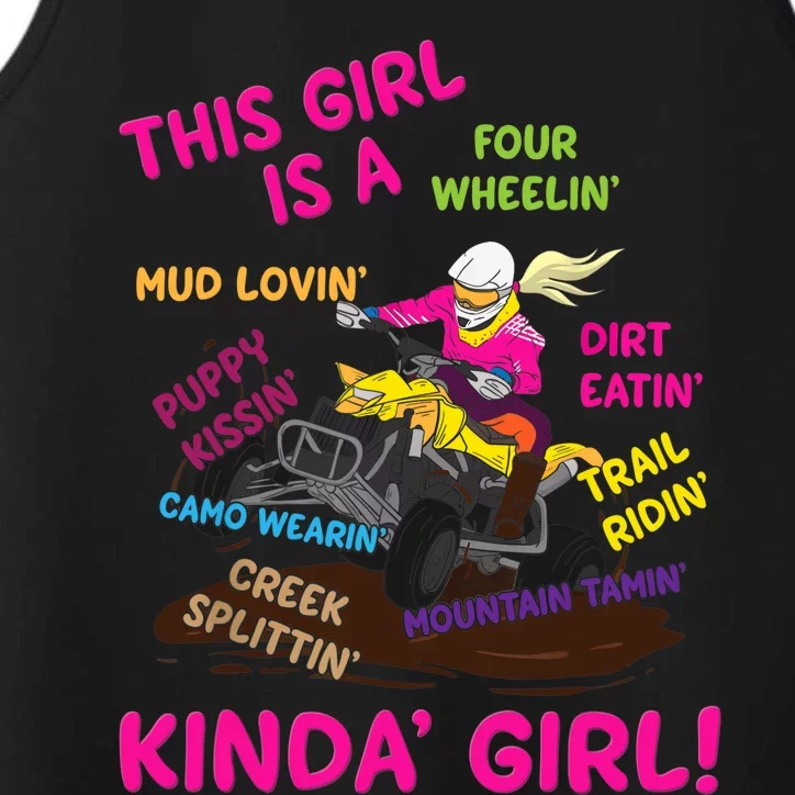 Funny ATV Quad Biking Saying ATV Girl Four Wheeler Girls Performance Tank