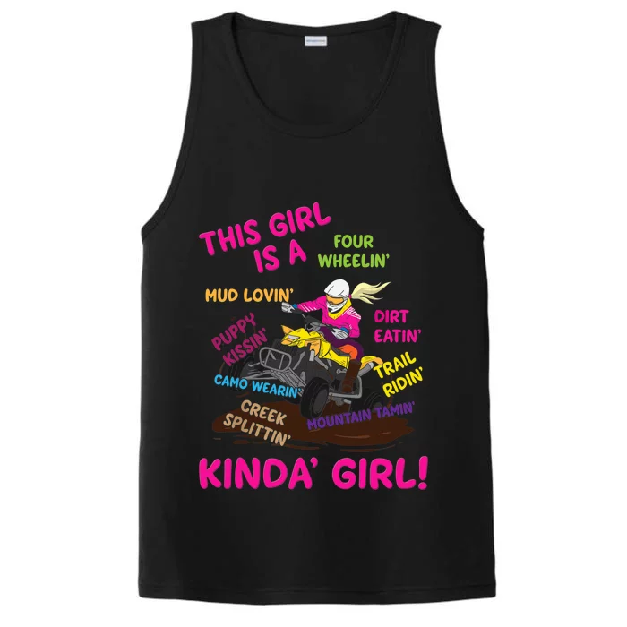 Funny ATV Quad Biking Saying ATV Girl Four Wheeler Girls Performance Tank