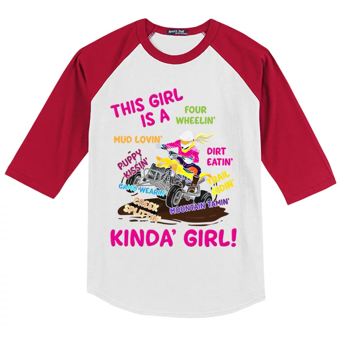 Funny Atv Quad Biking Saying Gift Atv Gift Four Wheeler Gift Kids Colorblock Raglan Jersey