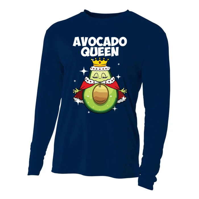 Funny Avocado Queen Gift For Girl Women Cool Avocado Lover Cooling Performance Long Sleeve Crew