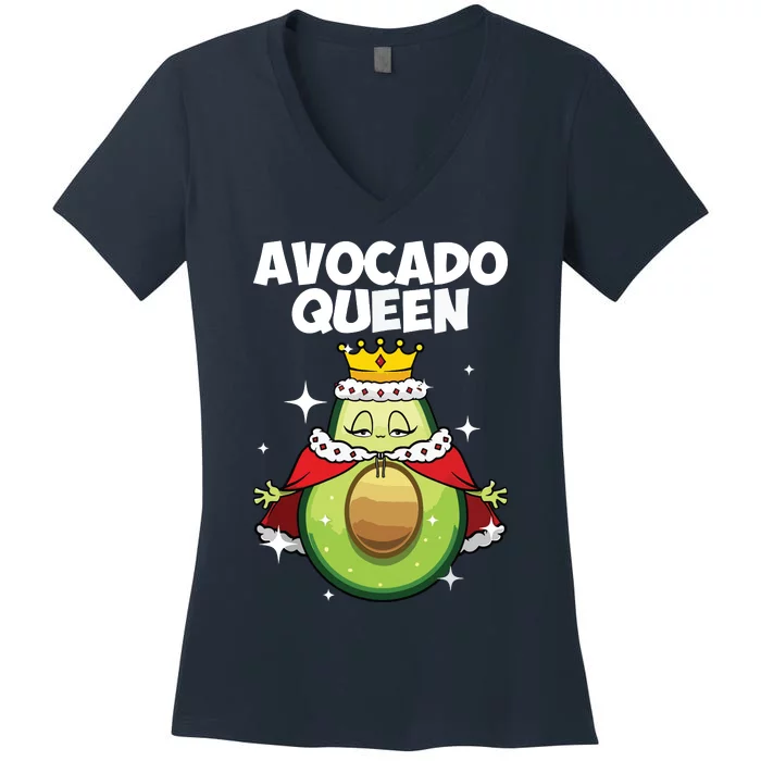 Funny Avocado Queen Gift For Girl Women Cool Avocado Lover Women's V-Neck T-Shirt