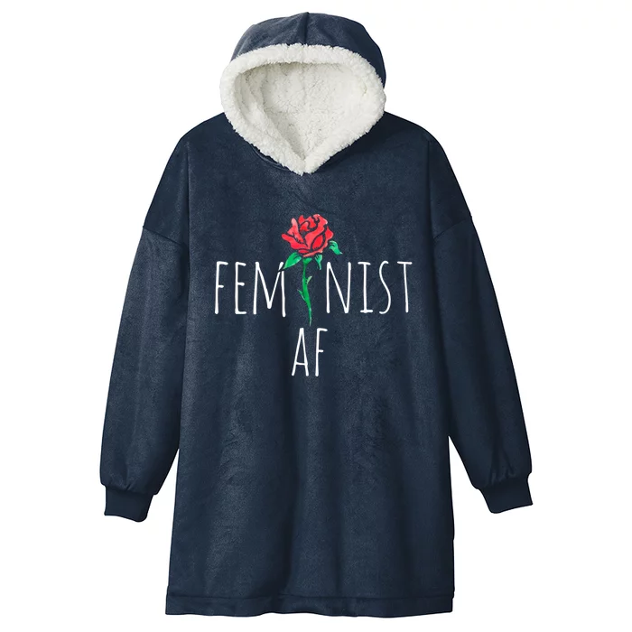 Feminist Af Red Great Gift Hooded Wearable Blanket