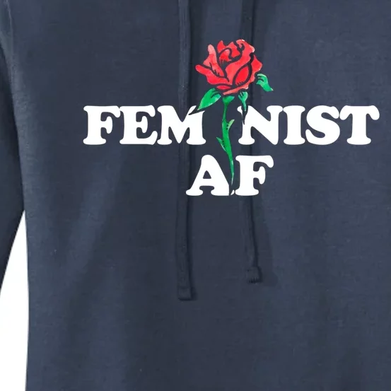 Feminist Af Red Rose Design Gift Women's Pullover Hoodie