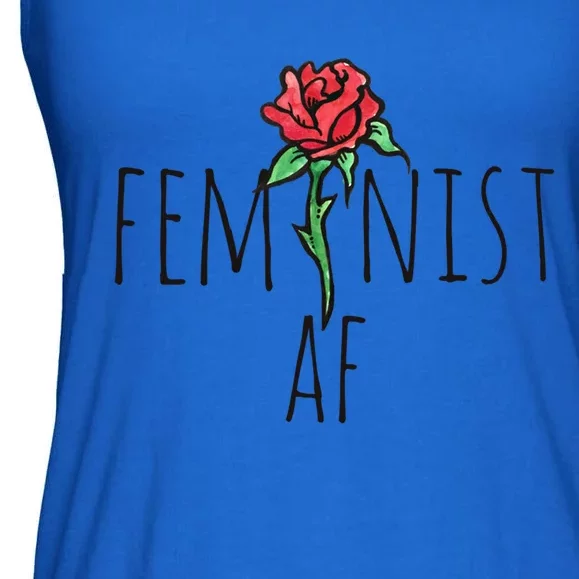 Feminist Af Red Rose Feminism Cool Gift Ladies Essential Flowy Tank