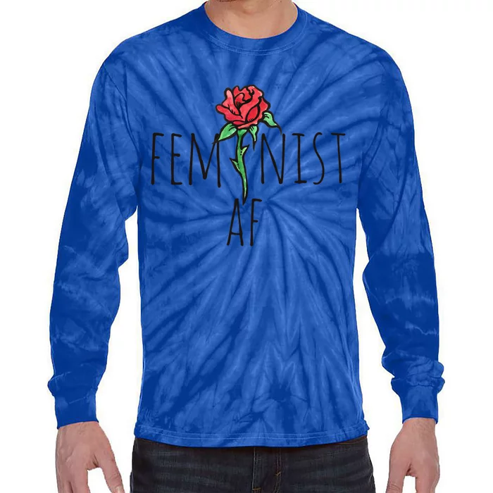 Feminist Af Red Rose Feminism Cool Gift Tie-Dye Long Sleeve Shirt