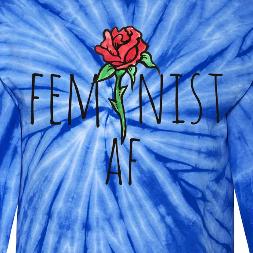 Feminist Af Red Rose Feminism Cool Gift Tie-Dye Long Sleeve Shirt