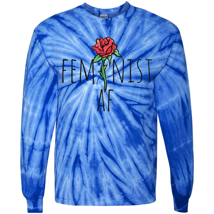 Feminist Af Red Rose Feminism Cool Gift Tie-Dye Long Sleeve Shirt