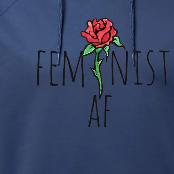 Feminist Af Red Rose Feminism Cool Gift Performance Fleece Hoodie