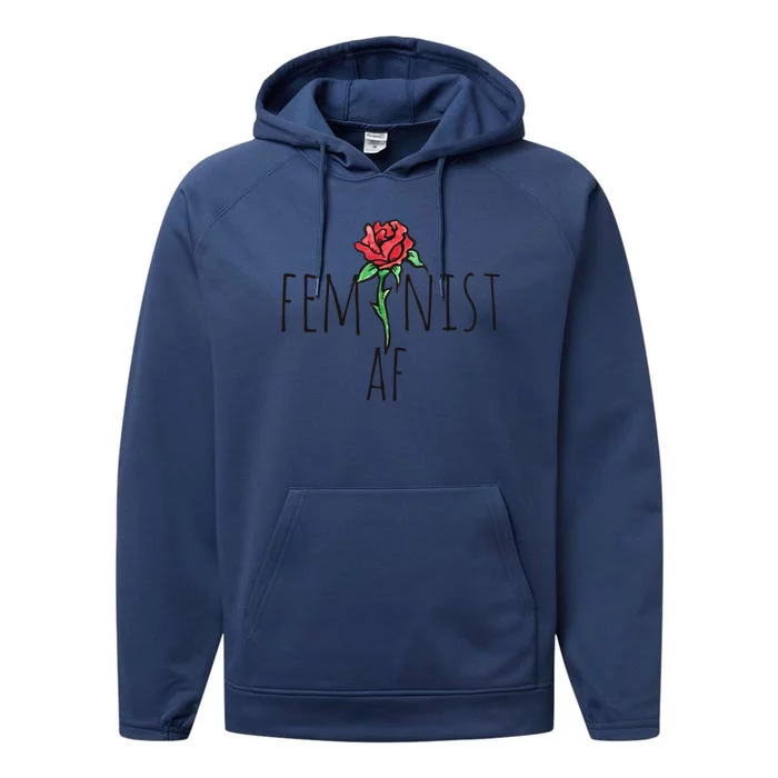 Feminist Af Red Rose Feminism Cool Gift Performance Fleece Hoodie