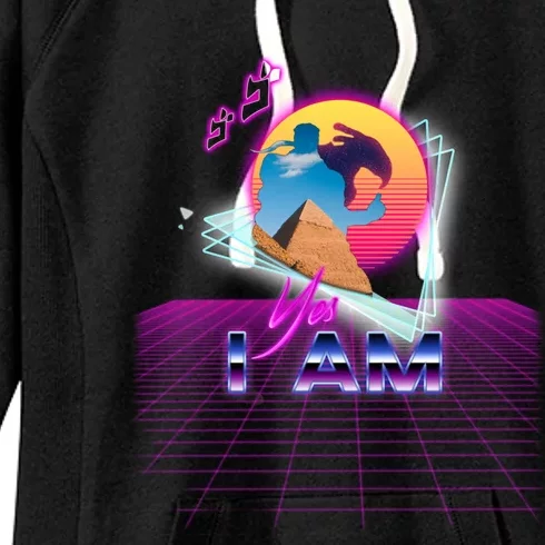 Funny Aesthetic Retro Vaporwave Synthwave Avdol Yes I Am Meme Quote Women's Fleece Hoodie