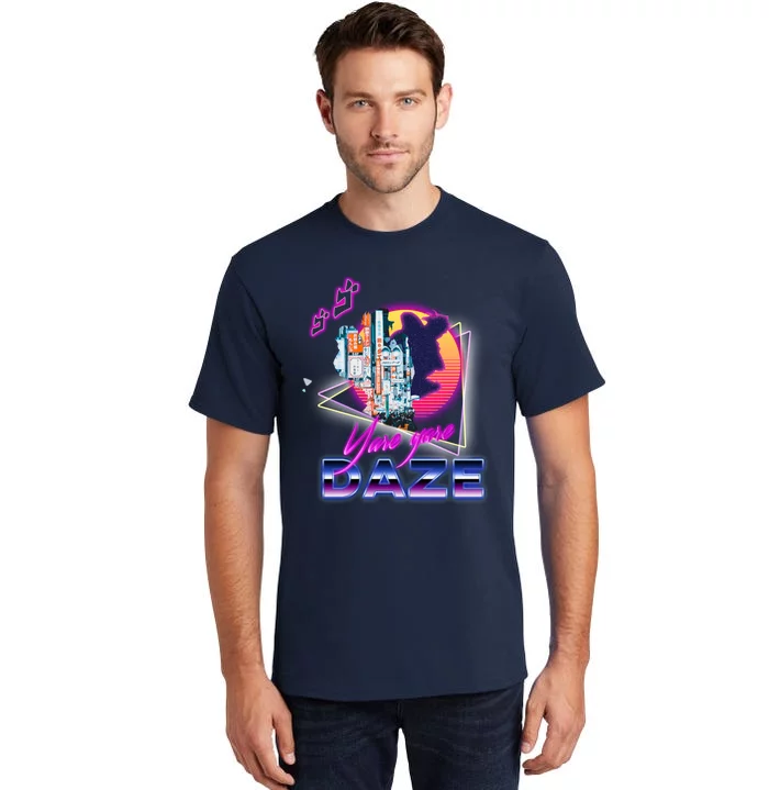 Funny Aesthetic Retro Vaporwave Synthwave Yare Yare Daze Meme Quote Tall T-Shirt