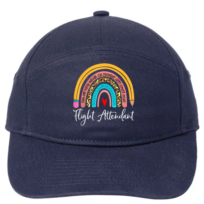 Flight Attendant Rainbow Leopard Travel And Tourism Gift 7-Panel Snapback Hat