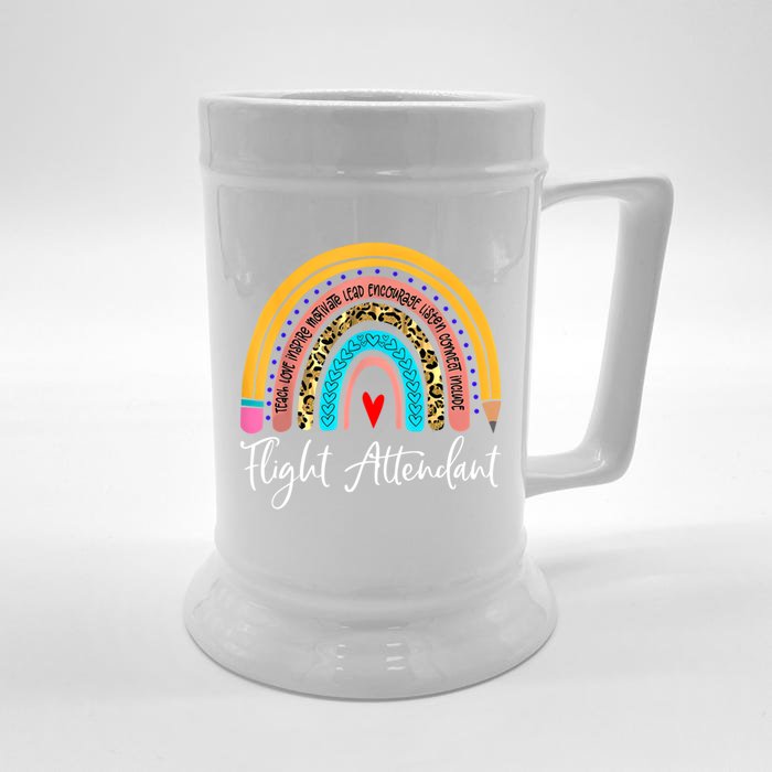 Flight Attendant Rainbow Leopard Travel And Tourism Gift Front & Back Beer Stein