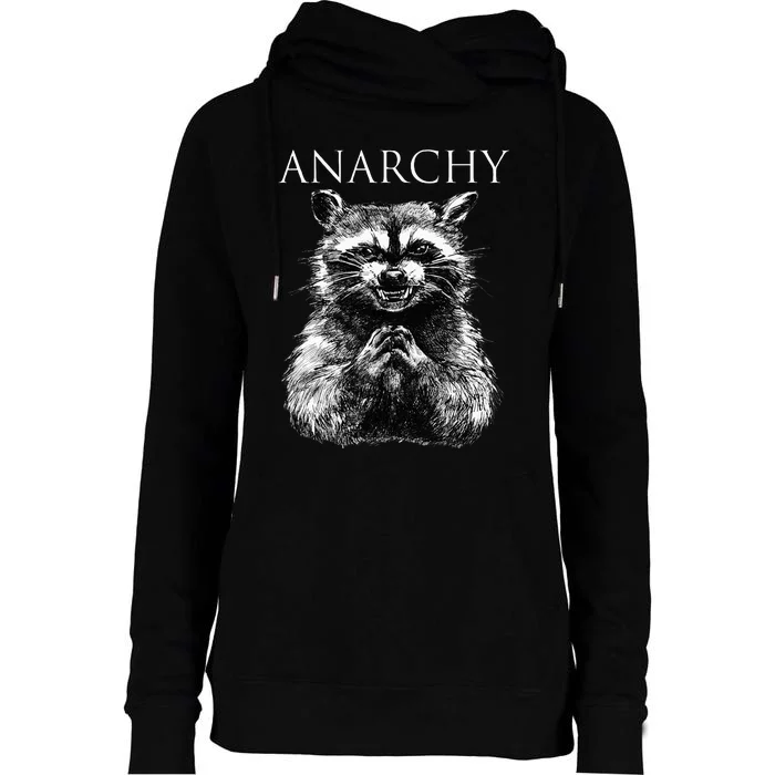 Funny Anarchy Raccoon Political For Ancomm Liberal Classic Womens Funnel Neck Pullover Hood