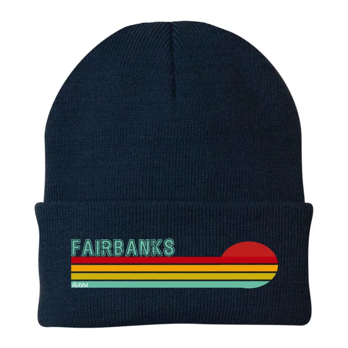 Fairbanks Alaska Retro Sunset Knit Cap Winter Beanie