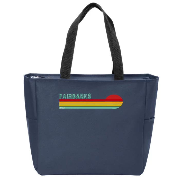 Fairbanks Alaska Retro Sunset Zip Tote Bag