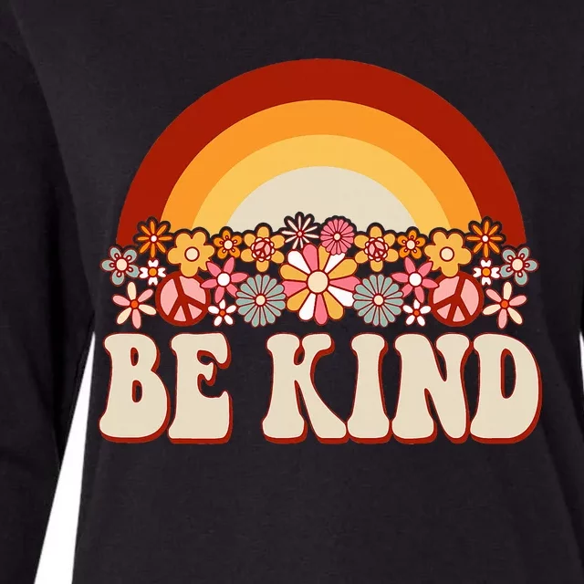 Flowers And Rainbow Unity Day Orange Be Kind Anti Bullying Womens Cotton Relaxed Long Sleeve T-Shirt